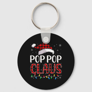 Pop Pop Claus Christmas Lights Matching Family Xma Keychain