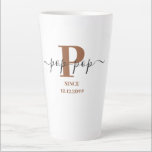 Pop-Pop Elegant Script Monogram Brown White Latte Mug<br><div class="desc">Latte mug for a new pop-pop or long established one! which you can personalize with the date they became a grandfather. This trendy minimalist design has a modern colour palette of brown, black and white. It has a Pop-Pop monogram, with the initial letter P and the name pop-pop, lettered in...</div>