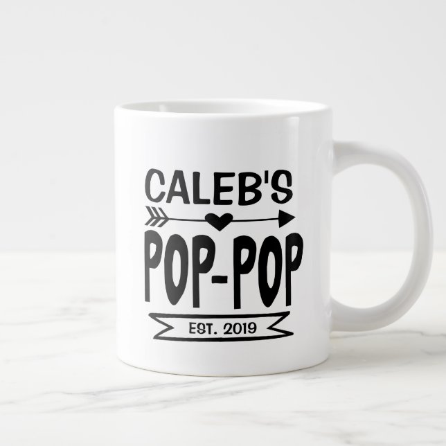 Pop Pop Jumbo Mug with Grandchild's Name and Year (Right)