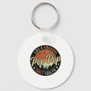 Pop Pop Like A Grandpa Only Cooler Vintage Retro F Keychain