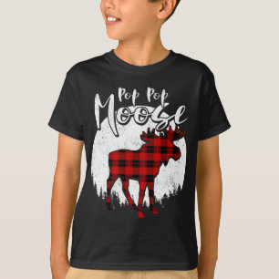 Pop Pop Moose Red Plaid Buffalo Matching Family Pa T-Shirt