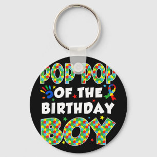 Pop pop of the bday boy autism awareness puzzle keychain