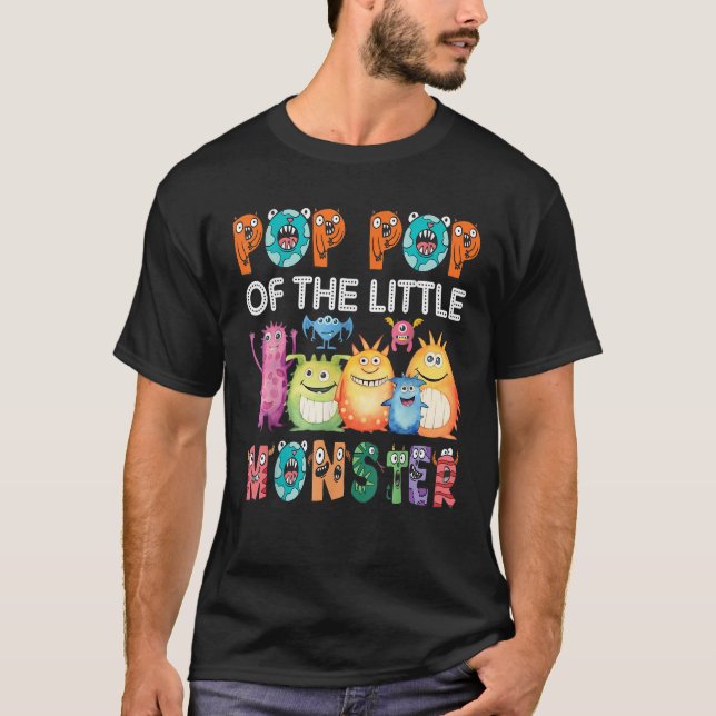Pop Pop Of The Little Monster Kids 1St Birthday Pa T-Shirt (Front)