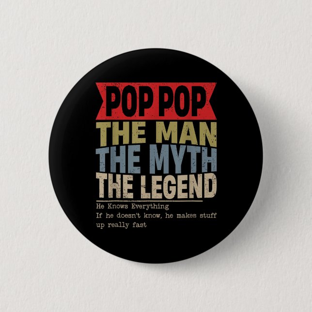 Pop Pop Retro Fathers Day 2 Inch Round Button (Front)