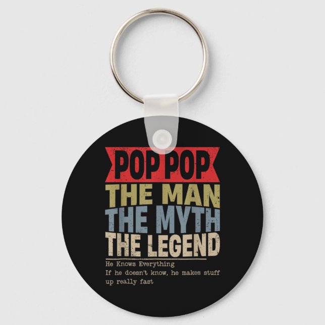 Pop Pop Retro Fathers Day Keychain (Front)