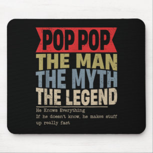 Pop Pop Retro Fathers Day Mouse Pad