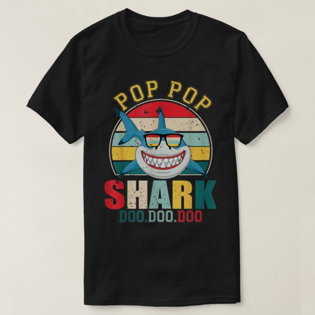 Pop Pop Shark Shirt Father's Day For Pop Pop T-Shi (Design Front)