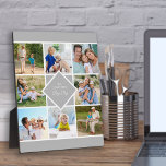 Pop-Pop We Love You 8 Photo Collage Grey White Plaque<br><div class="desc">Stylish photo plaque for your pop-pop. Upload 8 of your favourite photos and these will be displayed in square / instagram format in a simple grid style photo collage. The wording in the middle is fully editable and currently reads "we love you Pop-Pop". It has a neutral colour palette of...</div>