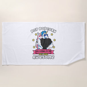 Pop Popcorn 1 Kid Father's Day Pop Pop Unicorn Gra Beach Towel