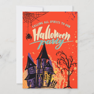 Pop Retro Colourful Abstract Halloween Party Invitation