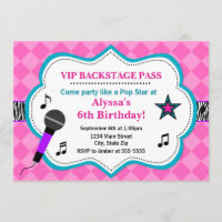 Pop Star Birthday Invitation Rock Star Girl
