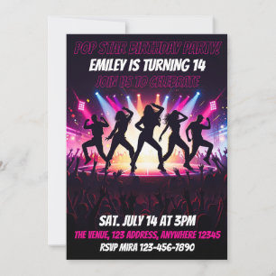 Pop Star Birthday Party Kpop Invitation