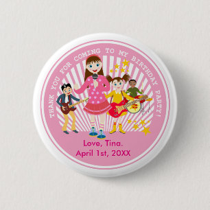 Pop star girl birthday party 2 inch round button