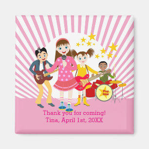 Pop star girl birthday party magnet