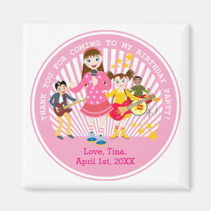 Pop star girl birthday party magnet