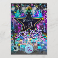 POP STAR PARTY Birthday Musical Dance Invitation