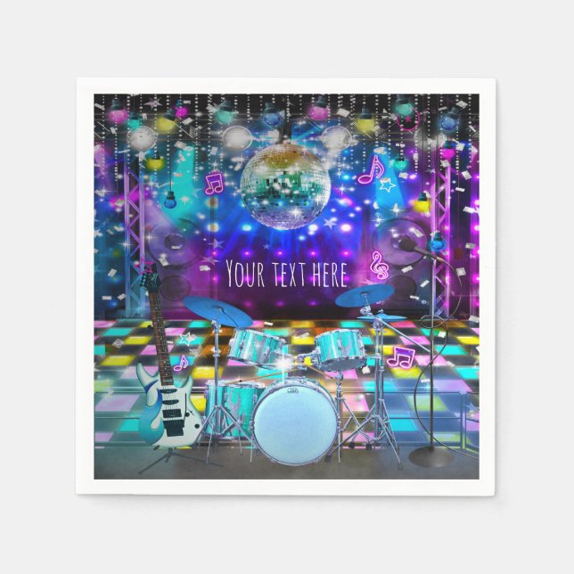 POP STAR PARTY Birthday Musical Dance Napkin (Front)