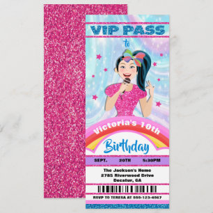 Pop Star Singer VIP pass tickets Birthday Invitation