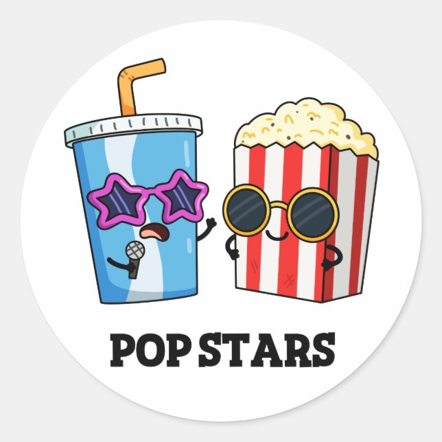 Pop Stars Funny Snack Pun  Classic Round Sticker (Front)