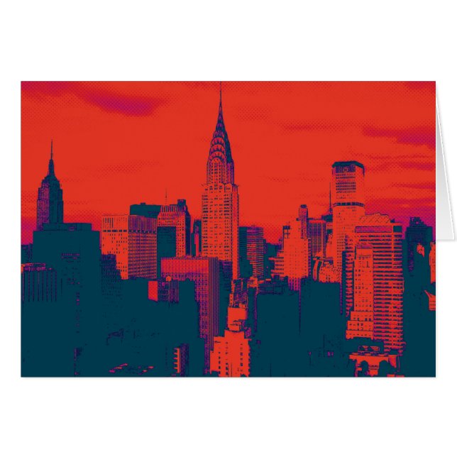 Pop Style Rouge Retro Art New York City (Devant horizontal)