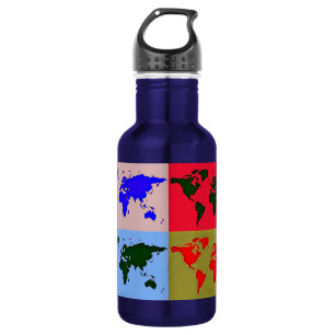 pop style world map 532 ml water bottle