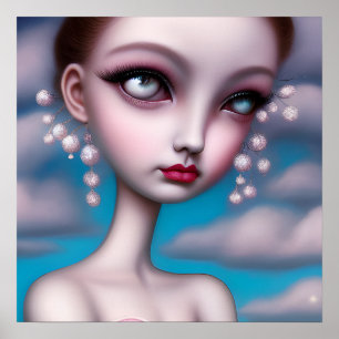Pop Surrealism Long Neck Girl Poster