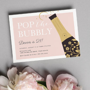 Pop the Bubbly   Invitation de fête d'anniversaire