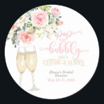 Pop the Bubbly, She's Getting a Hubby Classic Round Sticker<br><div class="desc">Perfect item to Celebrate that Special Bride to Be!

For digital version of invitation or digital matching items visit our Etsy shop:
Invitation: 
https://www.etsy.com/listing/1408242105/petals-and-prosecco-bridal-shower?click_key=dec08d658b59b6ee6666676ba7c30378a65860d7:1408242105&click_sum=84e3173e&ga_search_query=petals&ref=shop_items_search_2&pro=1&sts=1

Matching Items: 
https://www.etsy.com/shop/BDPDesignsWeddings?ref=seller-platform-mcnav&search_query=petals and prosecco</div>