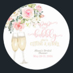 Pop the Bubbly, She's Getting a Hubby Classic Round Sticker<br><div class="desc">Perfect item to Celebrate that Special Bride to Be!

For digital version of invitation or digital matching items visit our Etsy shop:
Invitation: 
https://www.etsy.com/listing/1408242105/petals-and-prosecco-bridal-shower?click_key=dec08d658b59b6ee6666676ba7c30378a65860d7:1408242105&click_sum=84e3173e&ga_search_query=petals&ref=shop_items_search_2&pro=1&sts=1

Matching Items: 
https://www.etsy.com/shop/BDPDesignsWeddings?ref=seller-platform-mcnav&search_query=petals and prosecco</div>