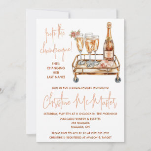 Pop the Champage! Gold and Pink Bridal Shower Invitation