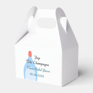 Pop the Champagne blue bridal shower add name date Favor Box