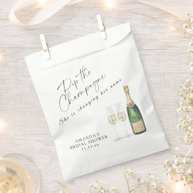 Pop the Champagne Bridal shower Favour Bag (Clipped)