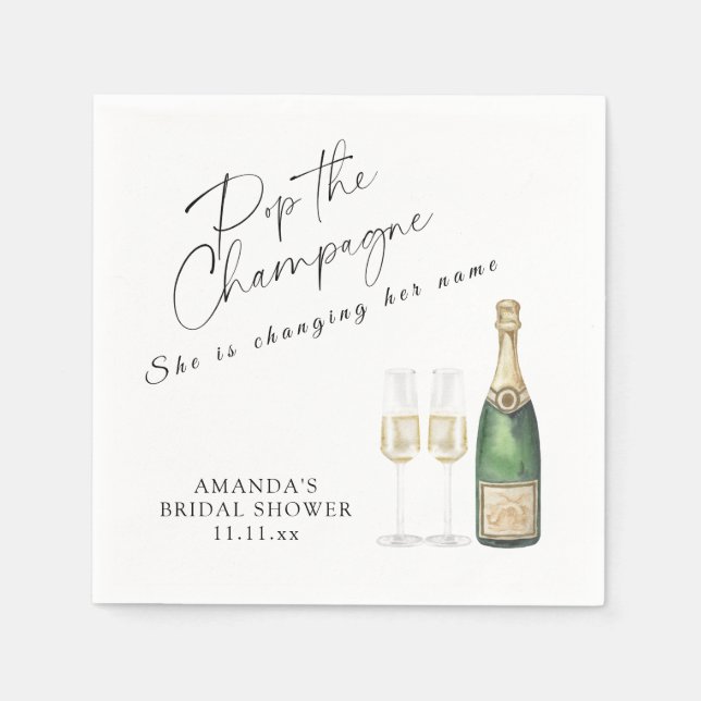 Pop the Champagne Bridal shower Napkin (Front)