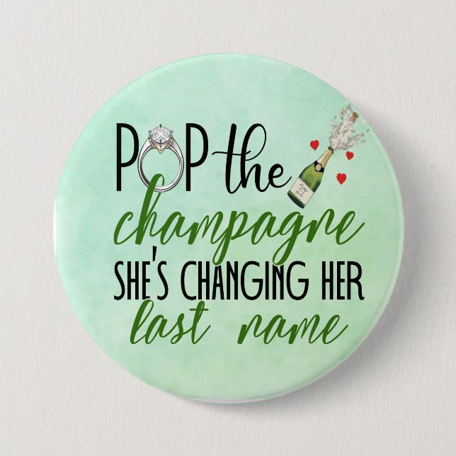 Pop the Champagne Engagement Button (Front)