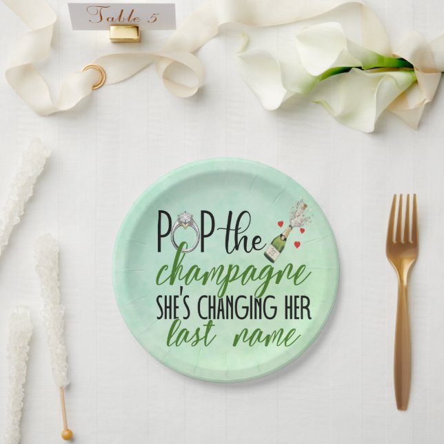 Pop the Champagne Engagement paper plates (Wedding)