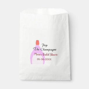 Pop the Champagne pink bridal shower add name date Favour Bag