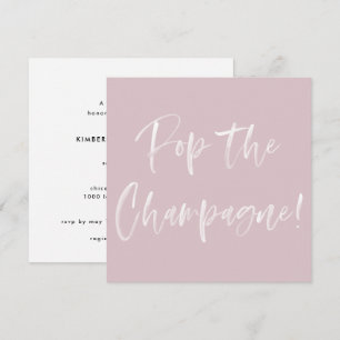 Pop The Champagne Pink Calligraphy Bridal Shower Invitation