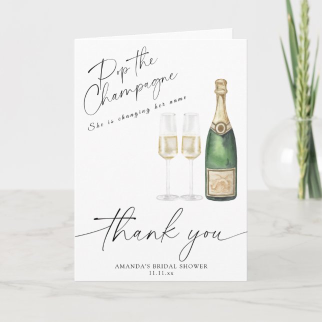 Pop the Champagne - thank you bridal shower (Front)