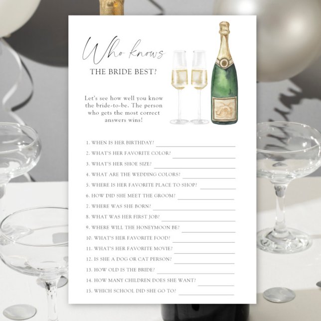 Pop the Champagne - Who knows the bride best game (Creator Uploaded)
