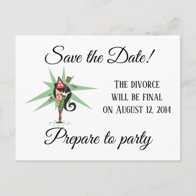Pop the Cork Save the Date Divorce Announcement Postcard (Front)
