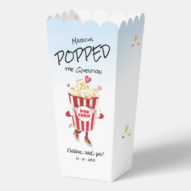 Pop The Question Popcorn Engagement Favor Box (Front)