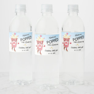 Pop The Question Popcorn Engagement Water Bottle Label