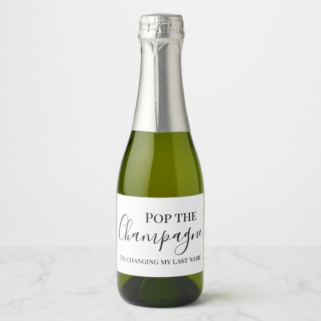 Pop The Sparkling Wine | Wedding Bridal Pary Sparkling Wine Label (Front)