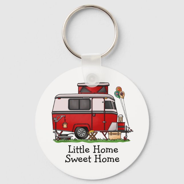 Pop Top Camper | Teardrop Trailer | Camper Van Keychain (Front)