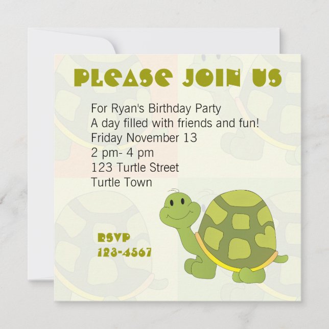 Pop Turtle Invitation (Front)