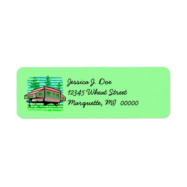 Pop-up Camper Camping Glamping Address Labels (Front)