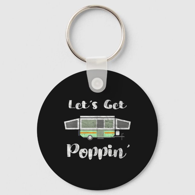 Pop Up Camper Camping Tent Trailer Rv Poppin Mobil Keychain (Front)