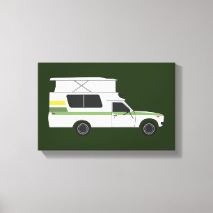 pop up chinook camper retro lemon lime canvas print