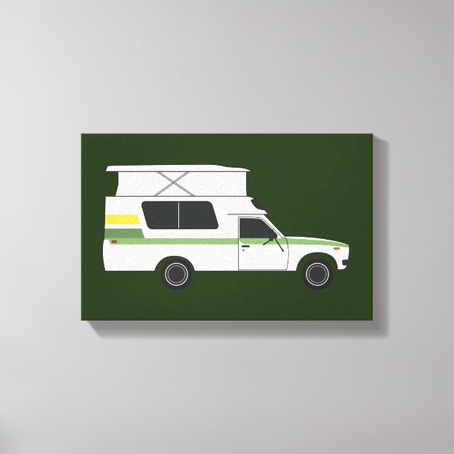 pop up chinook camper retro lemon lime canvas print (Front)