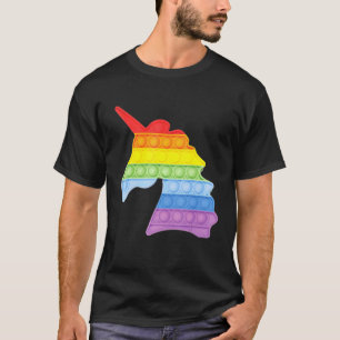 Pop Up Fidget Game Unicorn Rainbow Colourful For G T-Shirt